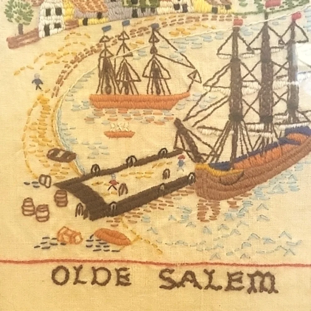 Vintage 'Olde Salem' Nautical Theme Embroidery